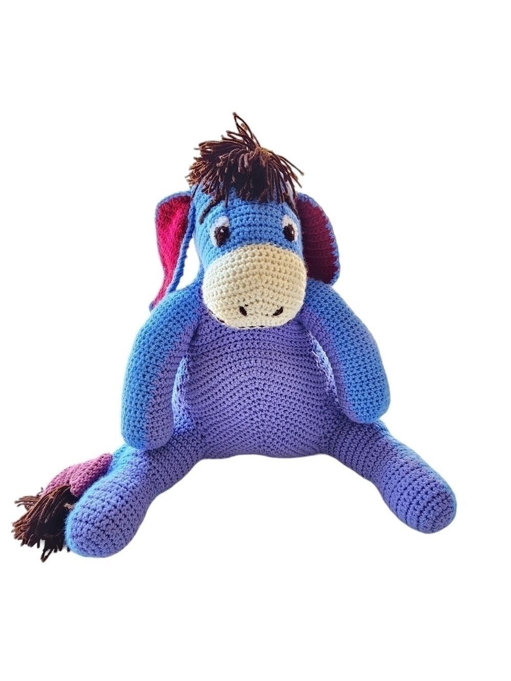 Handmade Large Disney Eeyore Winnie the Pooh crocheted plush stuffed animal